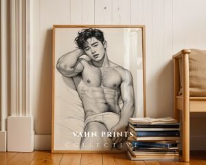 Male Nude Anatomy Sketch Wall Art Contemporary Printable