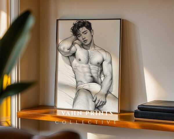 Male Nude Anatomy Sketch Wall Art Contemporary Printable