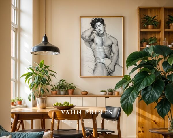 Male Nude Anatomy Sketch Wall Art Contemporary Printable