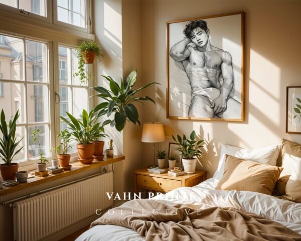 Male Nude Anatomy Sketch Wall Art Contemporary Printable