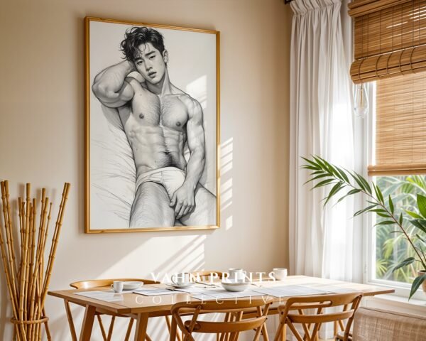 Male Nude Anatomy Sketch Wall Art Contemporary Printable