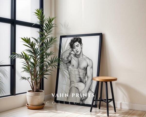 Male Nude Anatomy Sketch Wall Art Contemporary Printable