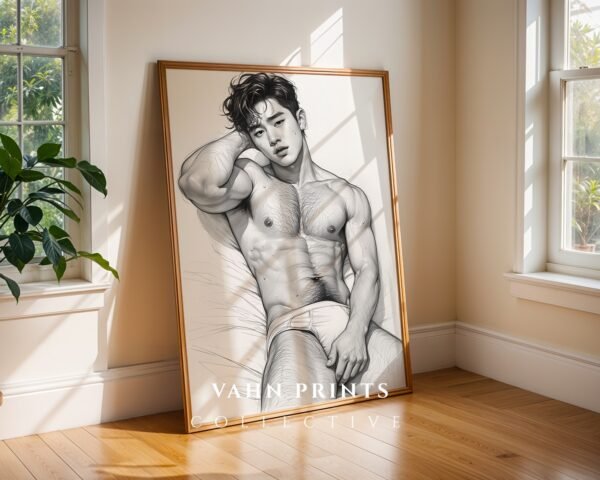 Male Nude Anatomy Sketch Wall Art Contemporary Printable