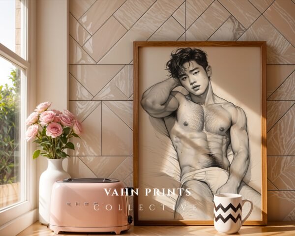 Male Nude Anatomy Sketch Wall Art Contemporary Printable