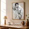 Male Nude Anatomy Sketch Wall Art Contemporary Printable