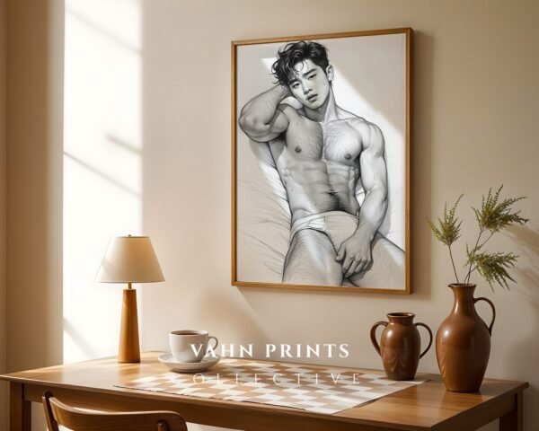Male Nude Anatomy Sketch Wall Art Contemporary Printable