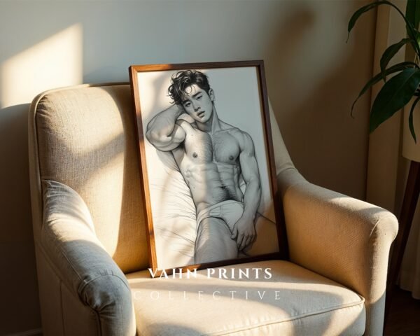 Male Nude Anatomy Sketch Wall Art Contemporary Printable