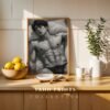 Stylized Nude Male Figure Line Art Wall Decor