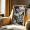 Stylized Nude Male Figure Line Art Wall Decor