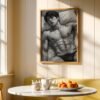 Stylized Nude Male Figure Line Art Wall Decor