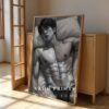 Stylized Nude Male Figure Line Art Wall Decor