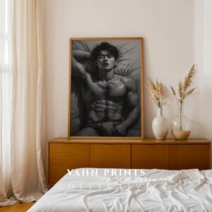 Male Nude Line Illustration Wall Art Clean Modern Style