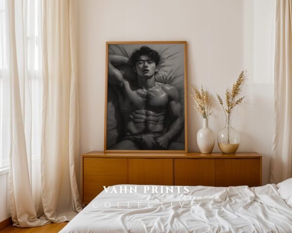 Male Nude Line Illustration Wall Art Clean Modern Style