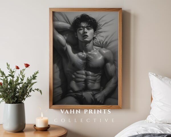 Male Nude Line Illustration Wall Art Clean Modern Style