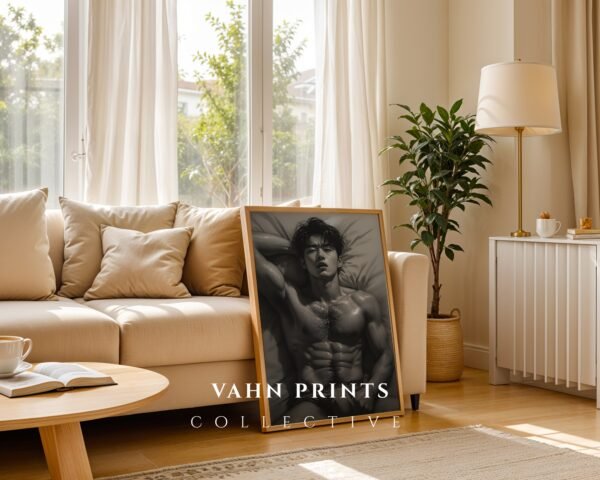 Male Nude Line Illustration Wall Art Clean Modern Style