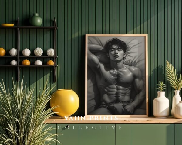 Male Nude Line Illustration Wall Art Clean Modern Style