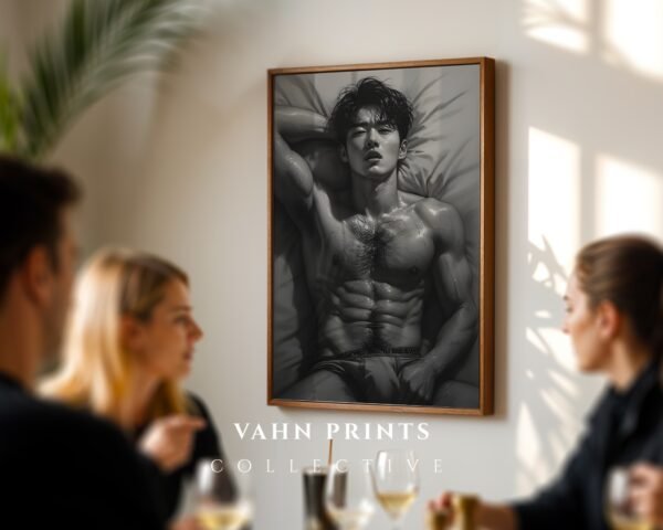 Male Nude Line Illustration Wall Art Clean Modern Style