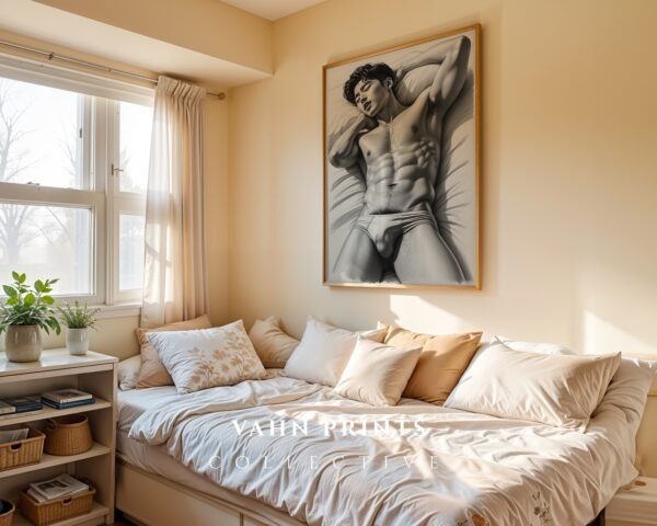 Male Nude Body Line Drawing Print Minimalist Decor