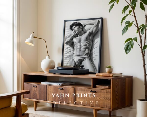 Male Nude Body Line Drawing Print Minimalist Decor