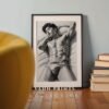 Male Nude Body Line Drawing Print Minimalist Decor