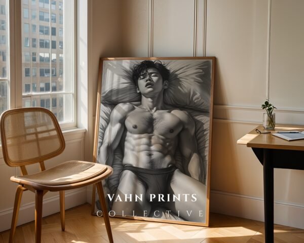 Simple Nude Male Line Art Wall Art Modern Download