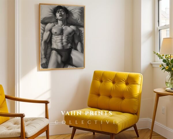 Simple Nude Male Line Art Wall Art Modern Download