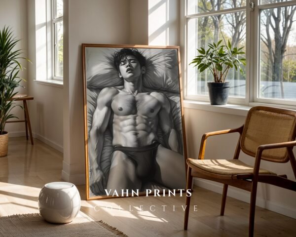 Simple Nude Male Line Art Wall Art Modern Download