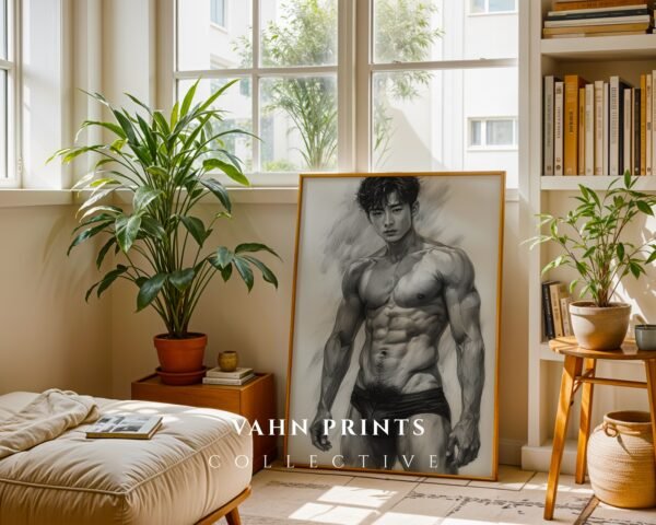 Male Nude Body Study Wall Art Minimalist Illustration