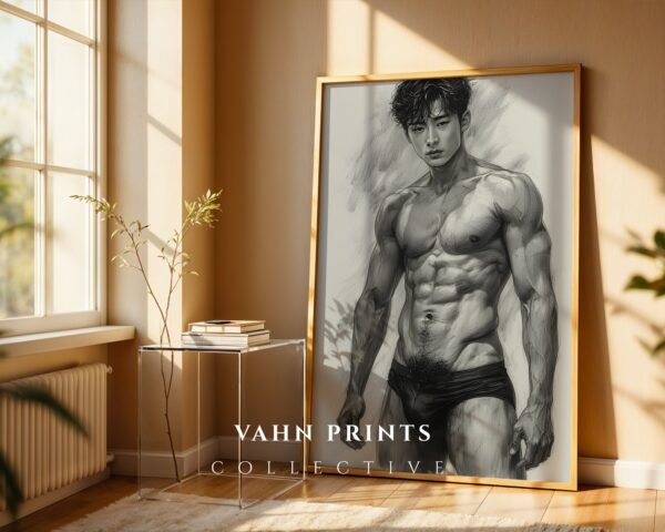 Male Nude Body Study Wall Art Minimalist Illustration