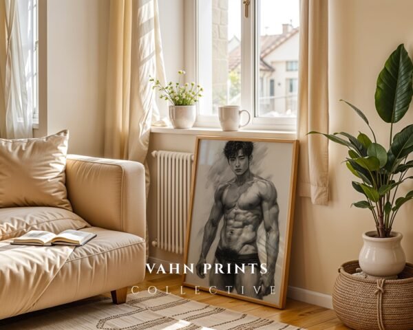 Male Nude Body Study Wall Art Minimalist Illustration