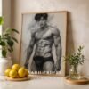 Male Nude Body Study Wall Art Minimalist Illustration
