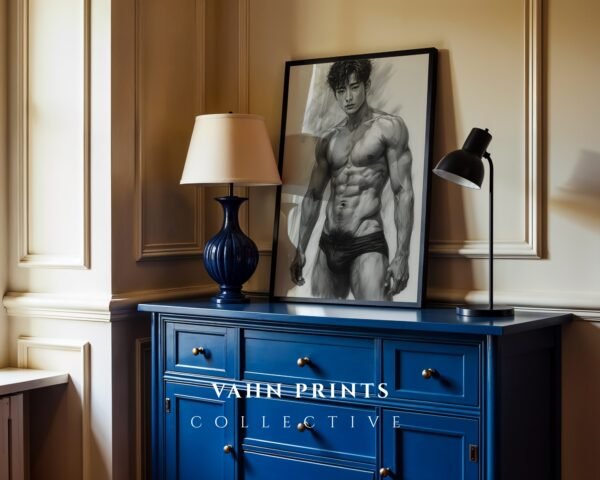 Male Nude Body Study Wall Art Minimalist Illustration