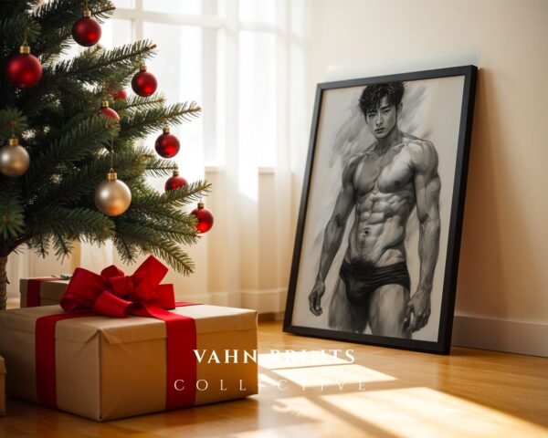 Male Nude Body Study Wall Art Minimalist Illustration