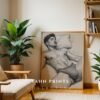 Elegant Nude Male Figure Wall Art Line Sketch