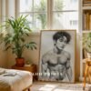 V170c_m1 Male Nude Contour Drawing Art Print Modern Decor