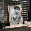 V170c_m10 Male Nude Contour Drawing Art Print Modern Decor