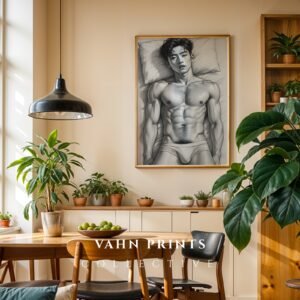 Minimalist Nude Male Body Wall Art Line Design