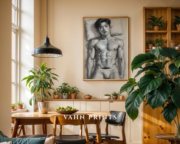 Minimalist Nude Male Body Wall Art Line Design
