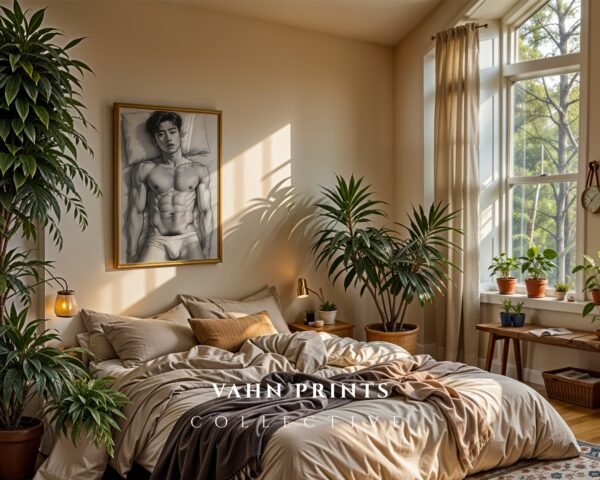 Minimalist Nude Male Body Wall Art Line Design