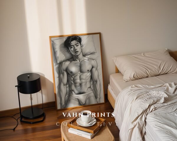 Minimalist Nude Male Body Wall Art Line Design