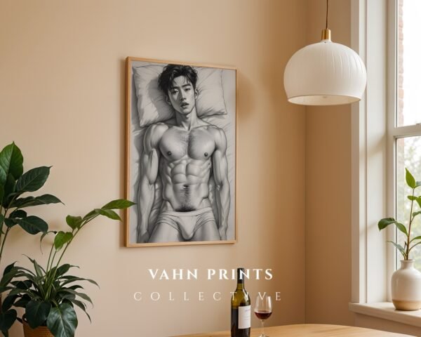 Minimalist Nude Male Body Wall Art Line Design