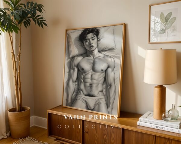 Minimalist Nude Male Body Wall Art Line Design