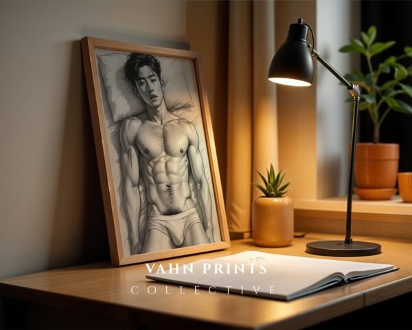 Minimalist Nude Male Body Wall Art Line Design