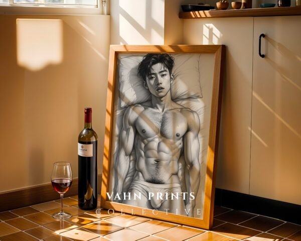 Minimalist Nude Male Body Wall Art Line Design