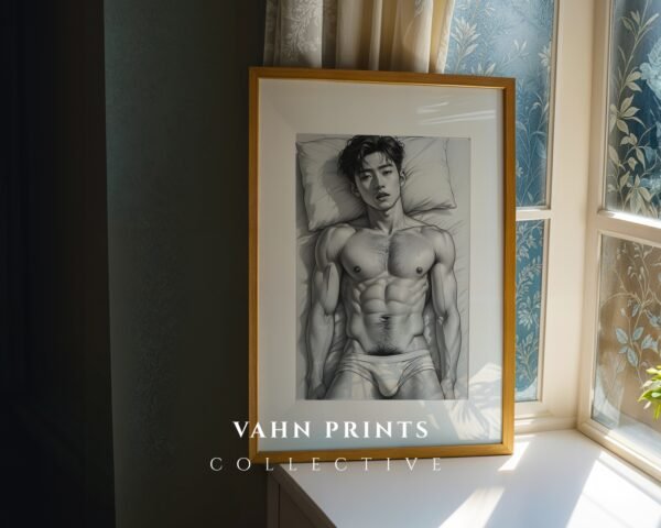 Minimalist Nude Male Body Wall Art Line Design