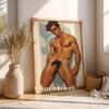 Modern Nude Male Wall Art Clean Figure Sketch
