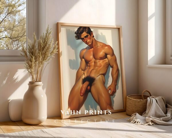 Modern Nude Male Wall Art Clean Figure Sketch