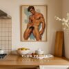 Modern Nude Male Wall Art Clean Figure Sketch