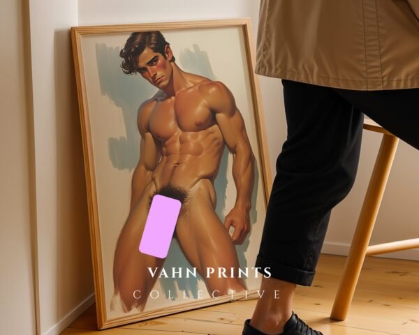 Modern Nude Male Wall Art Clean Figure Sketch