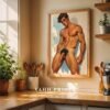 Modern Nude Male Wall Art Clean Figure Sketch